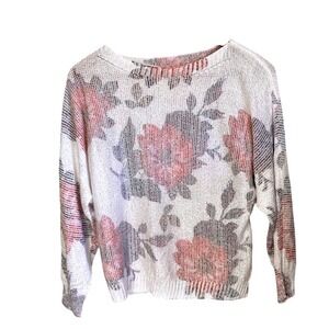 SIONI Women's Floral Print Lightweight Knit Sweater Size M